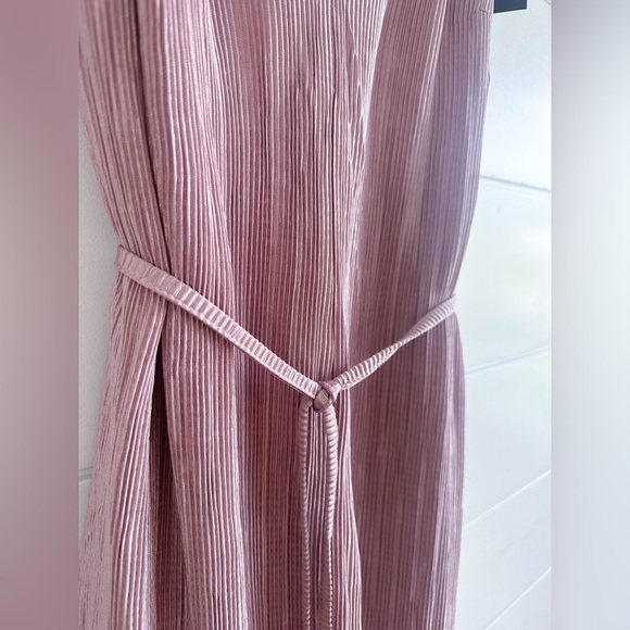 NWT - Black Note- Pink pleated Short Dress - Spaghetti Strap - Waist Tie- Size L - Picture 7 of 7